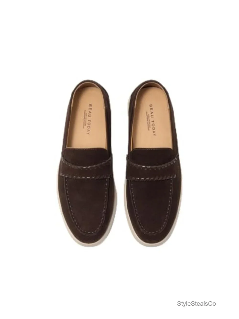 Women's Suede Penny Loafers, Comfortable Slip On Platform Flats, Non-Slip Work